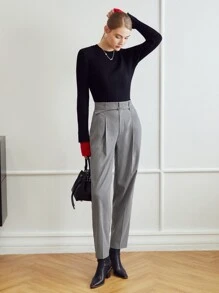 MOTF PREMIUM VISCOSE PRESS CREASE BELTED TROUSERS - Grey - View 4