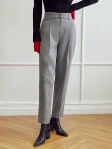 MOTF PREMIUM VISCOSE PRESS CREASE BELTED TROUSERS - Grey - View 5