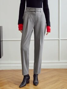 MOTF PREMIUM VISCOSE PRESS CREASE BELTED TROUSERS - Grey - View 6