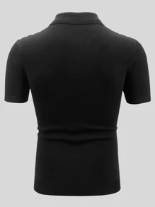 Manfinity Hombres Top de punto con patrón geométrico de cuello polo