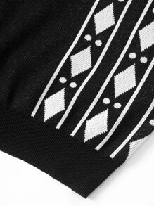 Manfinity Hombres Top de punto con patrón geométrico de cuello polo