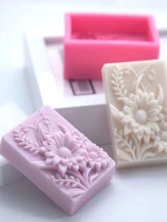 1 件花朵细节香皂硅胶模具