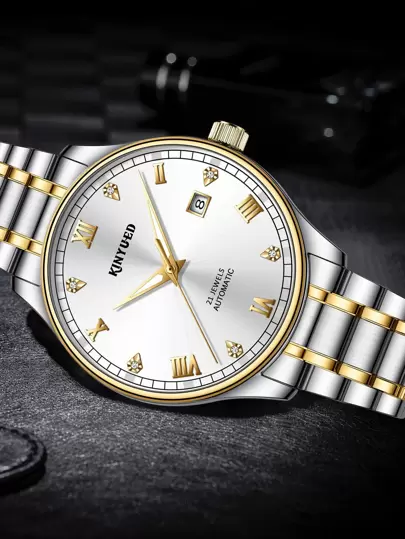 KINYUED 男士水鑽裝飾機械手表