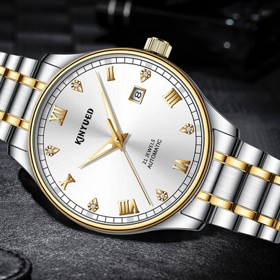 KINYUED 男士水鑽裝飾機械手表