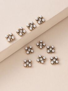 10 piezas Accesorio de pelo con diamante de imitación & con perla artificial cuadrado DIY - Multicolor - Ver 3