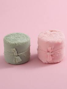 2pcs 4CM*2M Handmade Frayed Edged Wrinkle Chiffon Silk Ribbon For Wedding Invitation Wrapping Decor Sheer Fringe Craft Bridal Bouquet - Multicolor - View 3