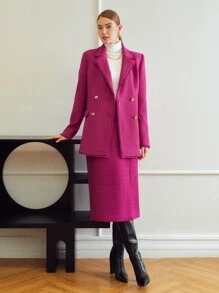 MOTF PREMIUM VISCOSE-BLEND TWEED BLAZER - Red Violet - View 4