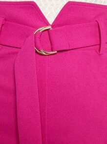 BizChic Chải Eo Thắt lưng Quần Trang phục làm việc - Màu Hồng Tươi - Xem 5