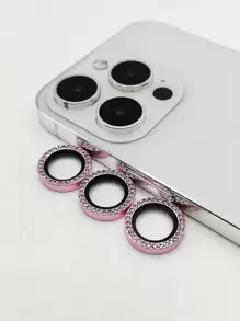 3顆蘋果形鑽石鑲嵌鷹眼石 - 粉色 - 查看 2