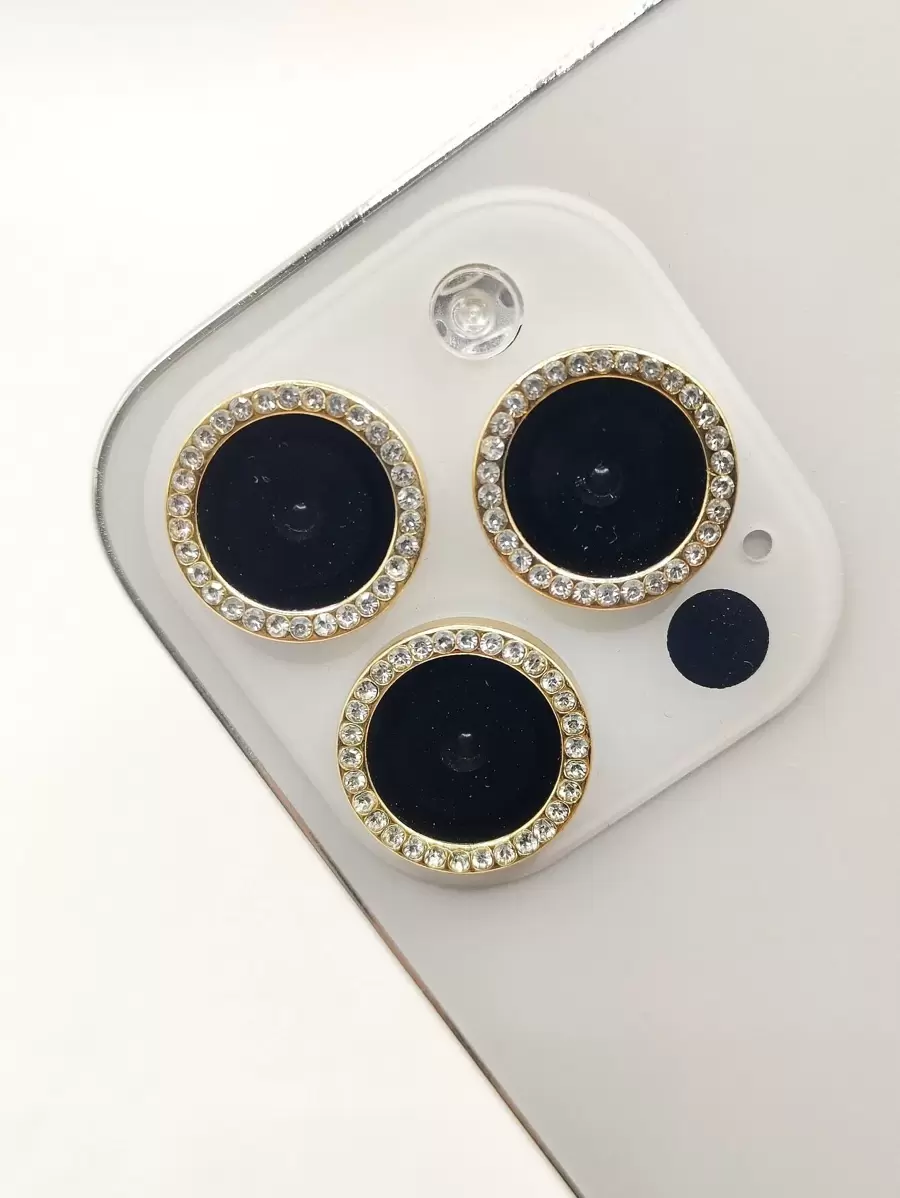 3pcs Apple Shaped Eagle Eye Rhinestone Embellished Jewelry Decoration - Gold - View 1