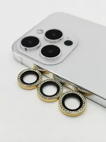 3pcs Apple Shaped Eagle Eye Rhinestone Embellished Jewelry Decoration - Gold - View 2