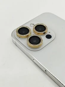 3pcs Apple Shaped Eagle Eye Rhinestone Embellished Jewelry Decoration - Gold - View 4