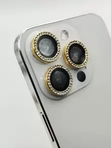 3pcs Apple Shaped Eagle Eye Rhinestone Embellished Jewelry Decoration - Gold - View 6