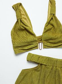 Hauture Set áo crop top & váy xẻ tà hai mảnh - Màu xanh Ô liu - Xem 8