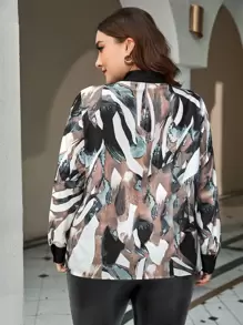 SHEIN Clasi Áo sơ mi Plus Size Thắt nơ trước Tất cả trên in Đồ họa Thanh lịch - Nhiều màu - Xem 2