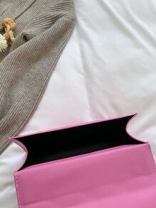 Quilted Detail Flap Chain Square Bag pink - Pink - View 4