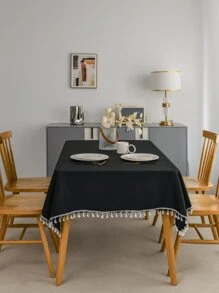 Mantel ribete con fleco - Negro - Ver 4