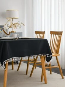 Mantel ribete con fleco - Negro - Ver 5