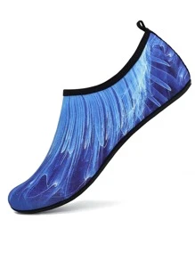 Graphic Print Slip-On Aqua Socks - Blue - View 2