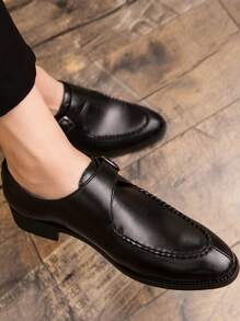 Men Buckle Decor Stitch Detail Monk Shoes - Black - View 3