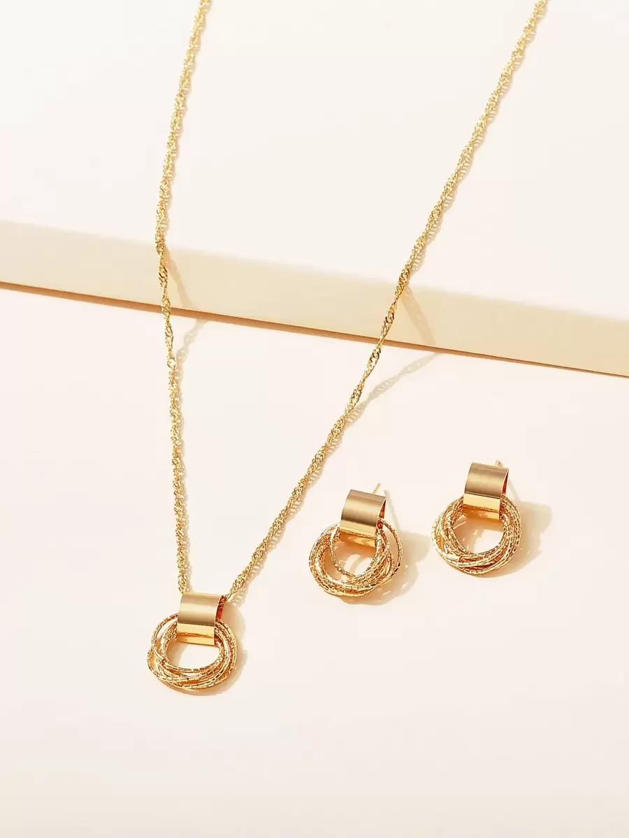 Bộ trang sức trang trí hình tròn 3 cái/bộ - Vàng - Xem 1