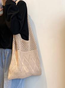 Hollow Out Crochet Bag - Khaki - View 2