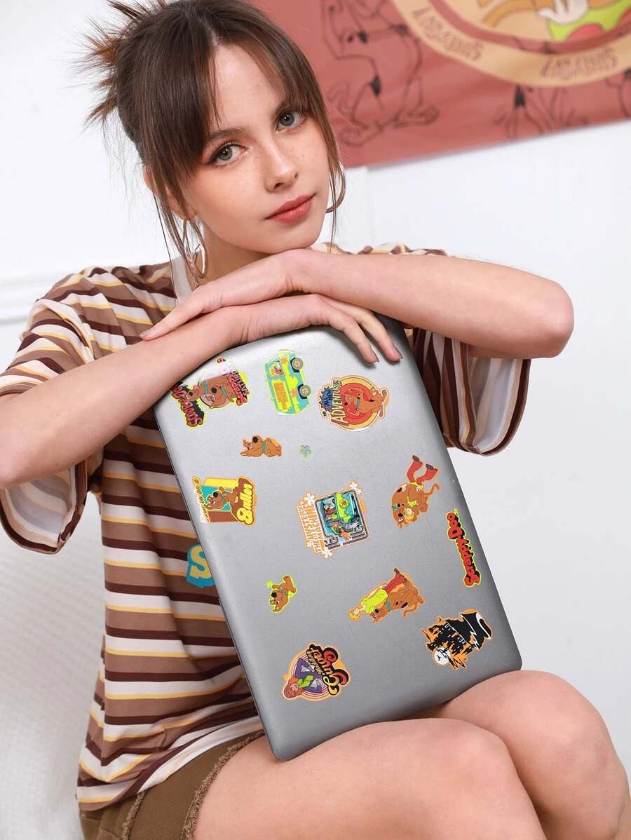 SCOOBY-DOO X SHEIN 2sheets Cartoon Dog Print Laptop Protective Sticker - Multicolor - View 1