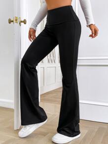 Muchica Balletcore Quần ống loe Thắt lưng rộng - màu đen - Xem 7