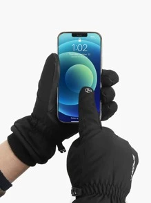 Winter Gloves Waterproof Windproof Men Women - Warm Gloves Cold Weather, Touch Screen Fingers, Driving Biking Running - Black - View 3