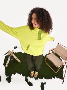 GLOWMODE All Kinds Of Cozy Half-Zip Pullover - Lime Green - View 7