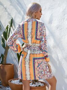 SHEIN LUNE 佩斯利和絲巾圖案襯衫洋裝