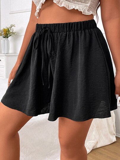 POPSWAY Plus Tie Waist Wide Leg Shorts