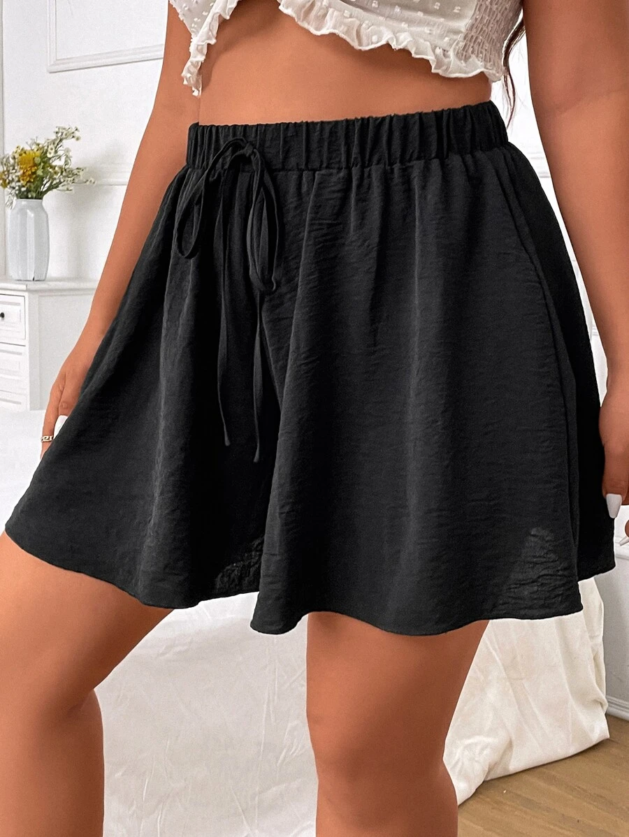 Vibekara Plus Tie Waist Wide Leg Shorts