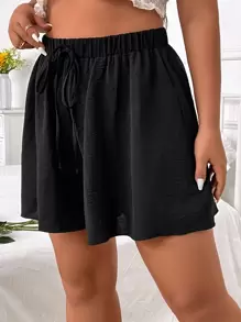 Vibekara Plus Tie Waist Wide Leg Shorts