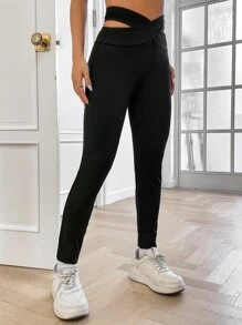 SHEIN EZwear 腰部鏤空緊身打底褲