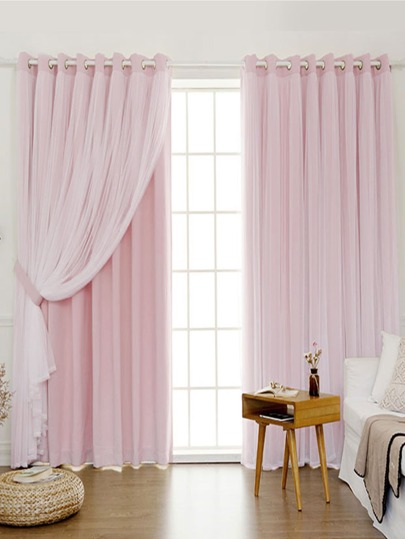 Plain Double-layer Single Panel Blackout Curtain