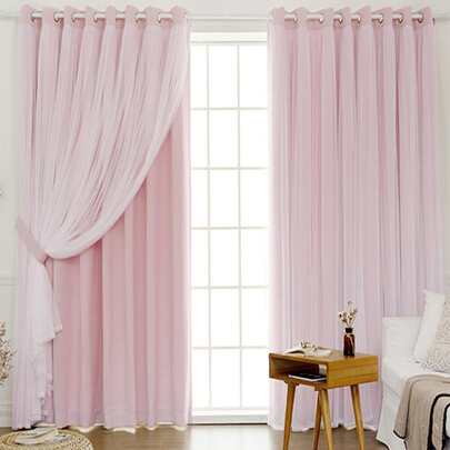 素色雙層1片遮光窗簾