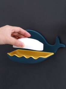 1pc Cartoon Whale Shaped Soap Dish - Blue - View 3