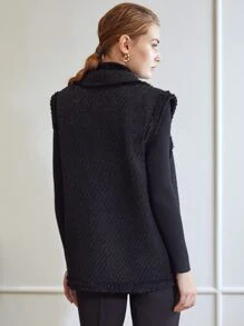 MOTF PREMIUM Áo khoác ngoài nữ Túi Nút phía trước màu trơn Thanh lịch - màu đen - Xem 9