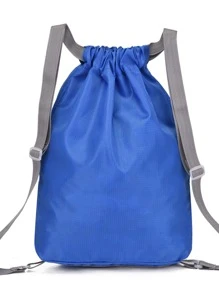 Drawstring Design Drawstring Backpack - Blue - View 2