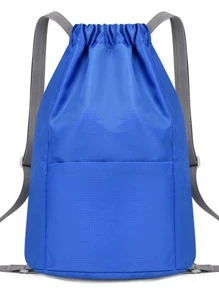 Drawstring Design Drawstring Backpack - Blue - View 4