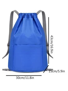Drawstring Design Drawstring Backpack - Blue - View 7