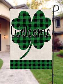 Clover & Letter Graphic Garden Flag - Multicolor - View 2