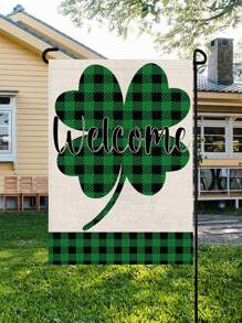 Clover & Letter Graphic Garden Flag - Multicolor - View 3