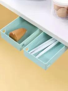 1pc Self-Adhesive Under Desk Drawer - Blue - View 1