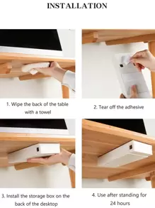 1pc Self-Adhesive Under Desk Drawer - Blue - View 6