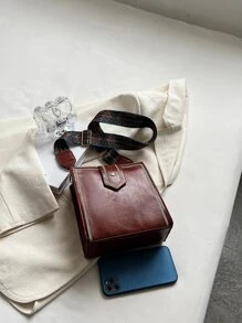 Túi Crossbody Nữ Thêu màu trơn Có thể điều chỉnh được Đúng mốt - màu nâu - Xem 5