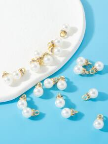 20入組鑲嵌水鑽和仿珍珠diy吊墜