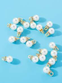 20入組鑲嵌水鑽和仿珍珠diy吊墜