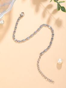 極簡風格素色手鏈 - 銀色 - 查看 3